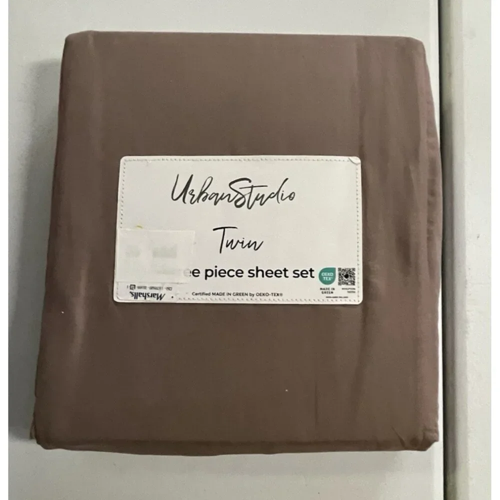 Urban Studio Twin Sheet Set Taupe Brown‎ 100% Microfiber 3PC Neutral Soft